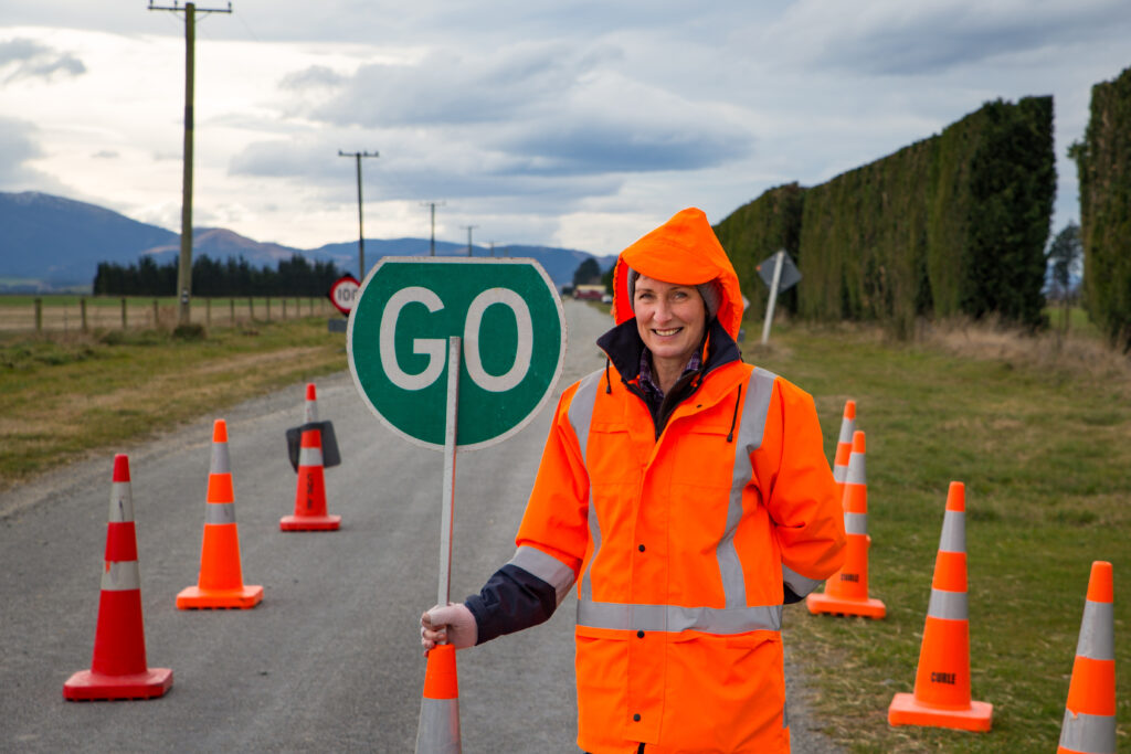 Stop Go traffic lady